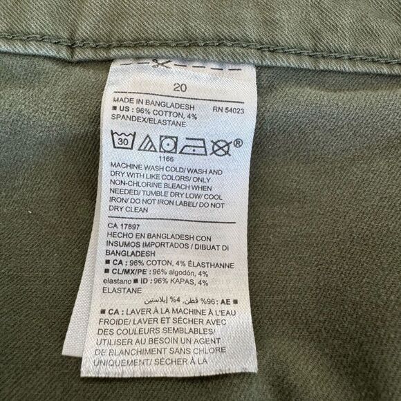 Old Navy Pixie Flat Front Pants Army Green cotton Stretch ankle size 20 - Picture 4 of 7
